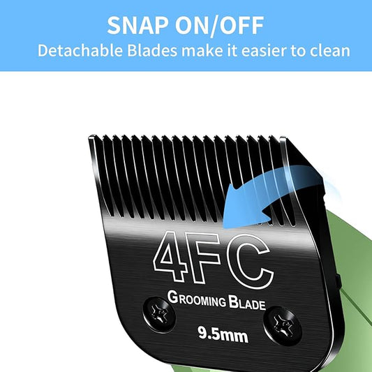 3 Pcs Size 4FC Detachable Dog Grooming Blades, Compatible with Andis, Oster A5, Wahl KM10 Series Clippers, Cut Length 9.5mm, Black (4FC 9.5mm, 3Pcs)