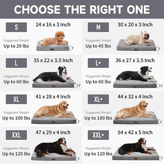 OhGeni Orthopedic Waterproof & Machine Washable Dog Bed for Large Pets, Suitable for Crates, Cat Mat with 25D Egg Crate Foam, Non-Slip Bottom & Removable Cover, 41 Inches(Coffee)