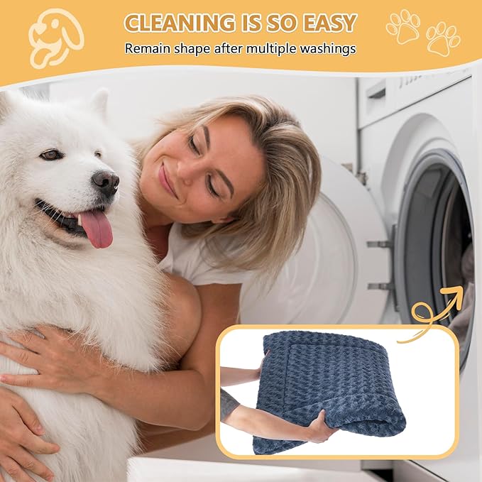 Dog Bed Mat Washable Reversible Dog Crate Pad Soft Fluffy Pet Kennel Beds with Anti-Slip Bottom Dog Cat Sleeping Mattress for Large Dogs, 41x27x1.5 Inch, Gray