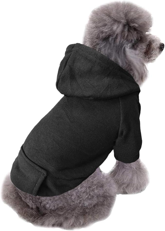 Jecikelon Winter Dog Hoodie Sweatshirts with Pockets Warm Dog Clothes for Small Dogs Chihuahua Coat Clothing Puppy Cat Custume (Black, Medium)