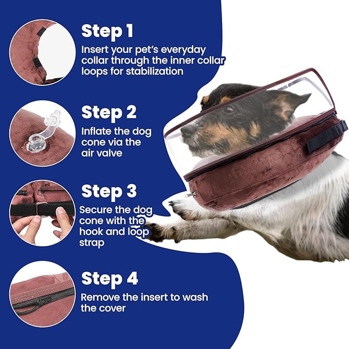BARKLESS Dog Cone, Inflatable Dog Cone After Surgery for Small Medium Breeds, Soft Surgery Collar with Enhanced Anti-Licking Guard Shield for Pets, Patented Protective Donut Collar