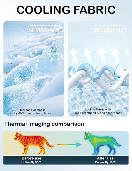 Dog Cooling Mat, Reversible Self-Cooling Mat for pet, Cool Fabric Top & Velvet Back, Portable Ice Cool Fabric Dog Bed, Easy Washable Summer Pets Cool Pad for Indoor Outdoor (XL(59.0″*39.8″))