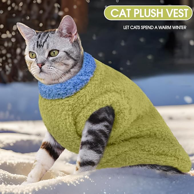 Cat Sweater, Warm Kitten Coat Fleece Vest, Sphynx Hairless Cat Shirts, Soft Pajamas for Cats Only