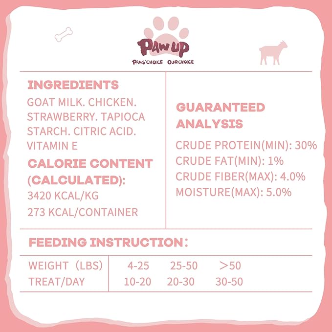 PAWUP Freeze Dried Dog Treats, Goat Milk Yogurt Flavor with Strawberry,Gentle Goat Milk Snacks for Sensitive Stomachs Puppies, 2.8 oz