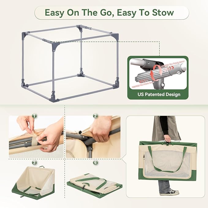 Soft Dog Crate 40 Inch Large Portable Collapsible Pet Travel Kennel, 3-Door Lockable Zippers & Reinforced Steel Frame, Easy Setup, Mesh Panels — Ideal for SUV, Car, Camping & Home Use