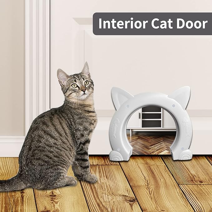 Fhiny Cat Door Interior Door, Back Friendly Kitten Doors Without Flap for Wall Durable and Easy to Install Adds Privacy Pet Door Up to 20 Lb Cute Pass Hole Corridor for Cats Doggies Kitties