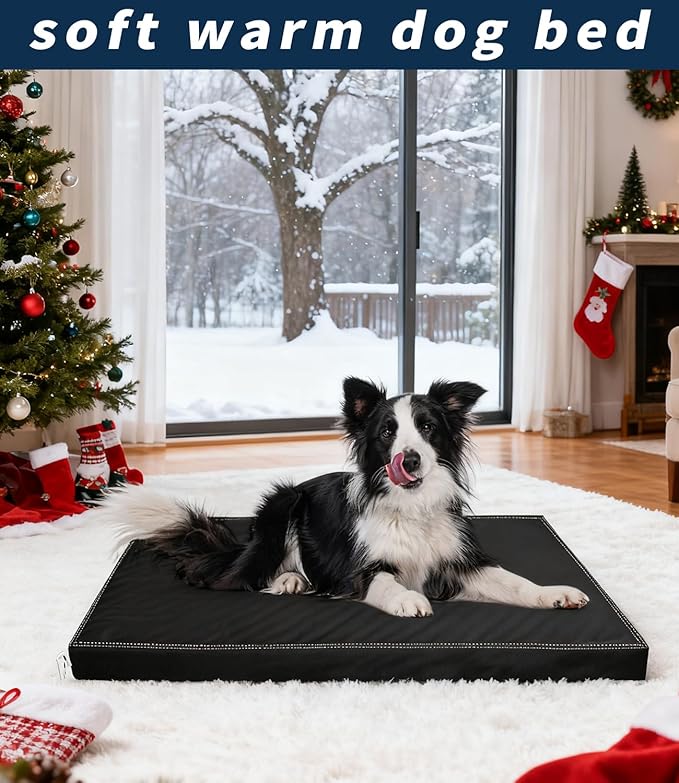 Waterproof Dog Bed Hair-Resistant, Removable Faux Leather Cover, for Pets Up to 50 lbs