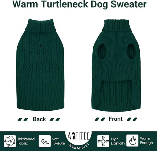 AOFITEE XL Dog Sweater, Extra Large Dog Sweater Girl Boy, Warm Turtleneck Fall Dogs Sweaters Girl Boy, Green Dogs Christmas Sweaters Pet Knitwear, Soft Pullover for Beagle, Weimaraner, Dalmation, XL