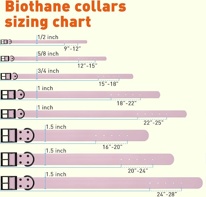 Dogline Biothane Coated Webbing Dog Collar with Black Metal Hardware: Durable Easy-Clean Everyday Collar for Dogs - Comfortable Adjustable Odor-Resistant Pet Collar, W1 x L18-22, Pastel Purple