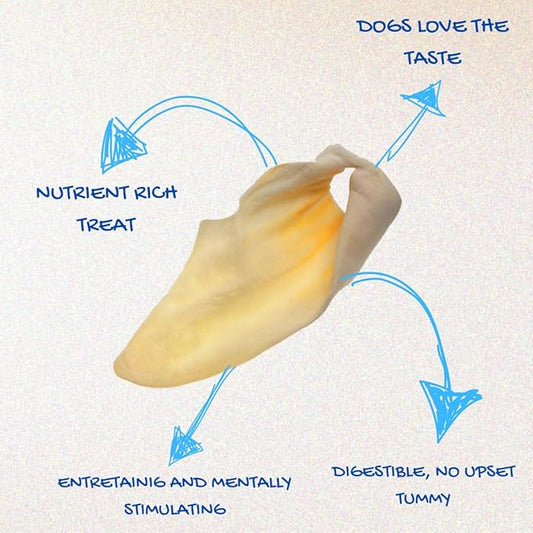 Brazilian Pet 100% Natural Real Cow Ears (50 Pack) Prime Dog Chews, Over 5 inches Free Range Grass Fed Cattle, No additives, Chemicals or Hormones