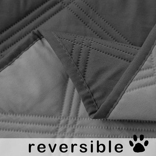 fuguitex Waterproof Dog Blanket Reversible for Small Dogs Resistant Leakproof Washable Couch Cushion Bed Protector Cover for Indoor Furniture Pet Friendly(30"*53",Dark Grey+Grey