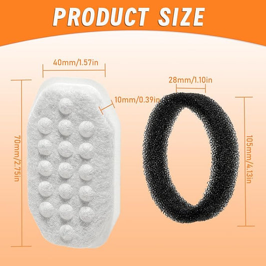 12 Pack 3.2L/108oz Cat Water Fountain Filters Replacement and 12 Pack Pre-Filter Sponges for Stainless Steel Automatic Pet Fountain Dog Water Fountain