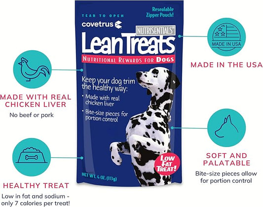 Covetrus Nutrisential Lean Treats for Dogs - Small, Medium & Large Dogs (K9) - Nutritional Low Fat, Bite-Size - Soft Chicken Flavor - 1 Pack - 4oz