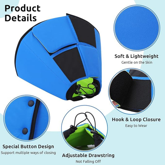 Queenmore Dog Cones for Small Dogs, Soft Cone for Dogs After Surgery, Adjustable Comfy Cone for Dogs & Cats, Comfortable Pet Cone After Surgery for Wound Healing, Blue&Green S