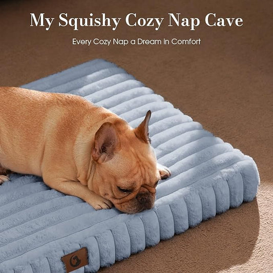 Dog Beds for Extra Large Sized Dog, Orthopedic Pet Bed with Waterproof Lining, Soft Short Plush Surface & Egg Crate Foam, Machine Washable Pet Mat with Removable Cover & Anti Slip Bottom