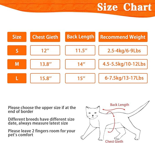 PUPTECK Winter Dog Cat Sweater Coat - Soft Cold Weather Clothes Knitwear for Kitties & Small Dogs Indoor Outdoor Walking Warm, Knitted Classic for Doggies Kitties Girls Boys, Orange M