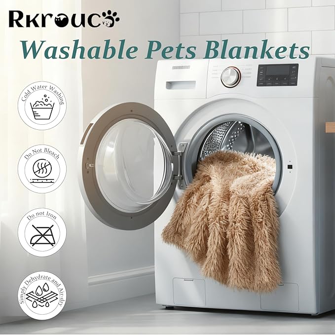 Pets Bed Blanket Dogs Reversible Soft Dog Throw Blankets Cats Mat Sleeper Fuzzy Pet Couch Covers Washable Cat Puppy Cover for Beds Car Sofa Travel Double Sided Furniture Protection (Light Brown,M)