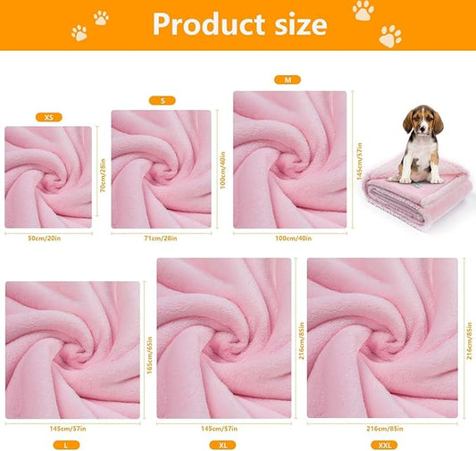 Waterproof Dog Blanket Reversible Fluffy Pet Bed Cover Pink Puppy Blankets Leakproof Sofa Couch Washable Cover Cat Pet Blanket for Warm-S