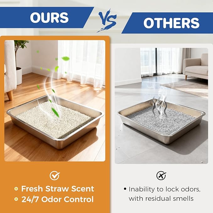 ABCPET Natural Cat Litter Clumping Cat Litter,36 Pounds Mixed Straw Kitty Litter Lightweight Litter,Dust Free and Low Tracking Litter Odor Control Unscented