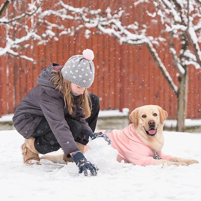 Dog Hoodies Winter Coat for Large Medium Dogs, Pullover 9 Legs Warm Coat Hooded Sweatshirt, Fleece Hoodie for Cold Weather (Pink, 5X-Large)