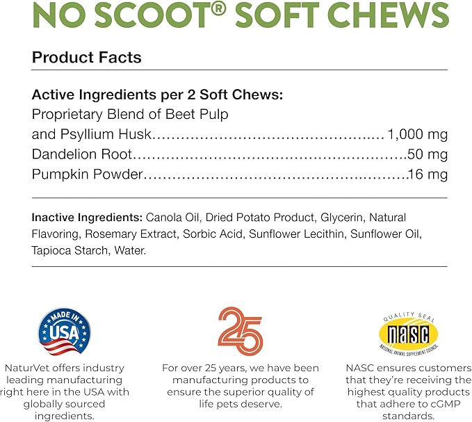 NaturVet – No Toot Gas Aid For Dogs – 70 Soft Chews | Alleviates Intestinal Gas | Helps Reduce Stool & Urine Odors | & No Scoot for Dogs - 120 Soft Chews - Supports Healthy Anal Gland & Bowel Function