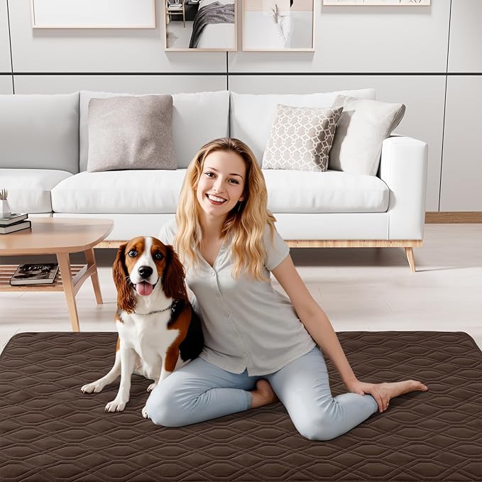 Smiry Waterproof Dog Blanket, 82x102 Inch Soft Pet Bed Cover Reversible, Washable Sofa Couch Furniture Protector for Small Medium Large Dog Puppy Cat, Geometric, Chocolate/Dark Grey