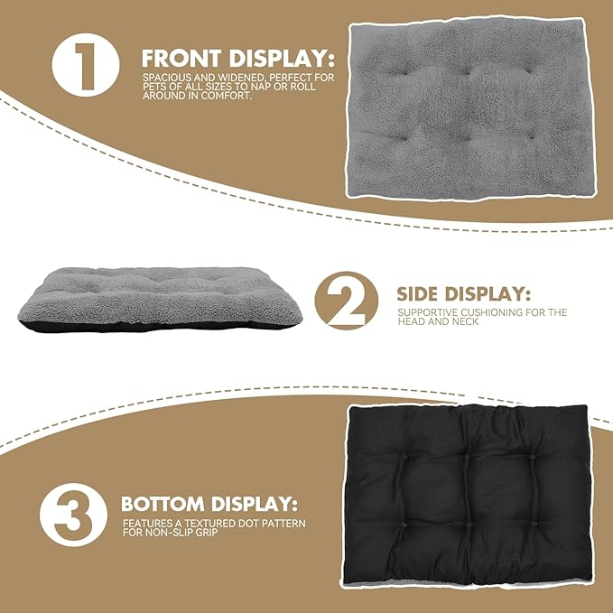 Athena Collection Dog Bed Medium Size Dog, 35 Inches Washable Dog Crate Bed for Medium Dogs Cats Pets, Faux Fir Calming Crate Pad Warming Cozy Soft, Grey