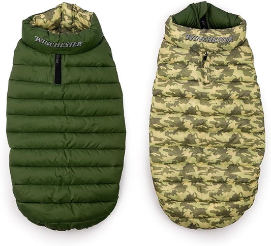 Winchester Pet Premium Reversible Dog Puffer Vest, Green, Extra Large