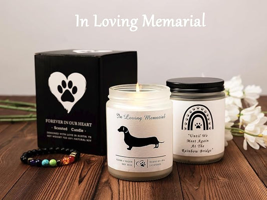 Soy Wax Scented Dog Memorial Candle, Loss of Dog Gift Candle, Dog Sympathy Candle, Dog Memorial Gifts for Loss of Dog, Thoughtful Sympathy, Remembrance - 7 Ounces (Dachshund)