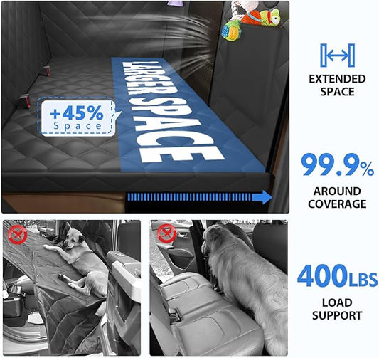 Back Seat Extender for Dogs-Upgraded Egg Crate Foam, Hard Bottom Dog Seat Cover for Truck Back Seat, Dog Hammock for Truck Crew Cab F150, RAM1500, Sierra, Silverado,Tundra, Titan(59‘x29’
