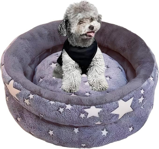 Dog Beds,Cats Beds, for Small Indoor Outdoor Dogs Cats Fluffy ,Calming,Round Beds,Anxiety,Washable,with Anti-Slip Bottom,Dark Grey-X-Large