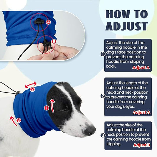 Nanaki Dog Calming Hoodie,3rd Gen Anti-Slip Hematomas Ear Wraps for Dogs Ear Covers,Adjustable Doggy Head Muffs Noise Protection,Fireworks Ear Protector Pet Grooming Ear Cover Pet Head Wrap Snood