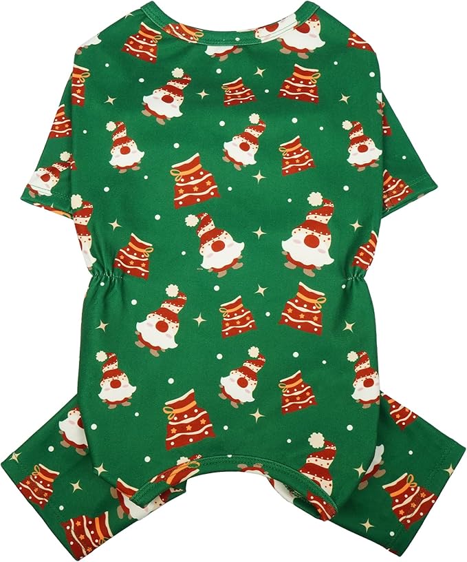 Dog Onesie for Medium Dogs M - Cute Christmas 4-Leg Pajamas | Soft Comfy Clothes with Belly Wrap for Daily Wear, Warm Jumpsuit for Surgery Recovery & Allergy Relief, Green