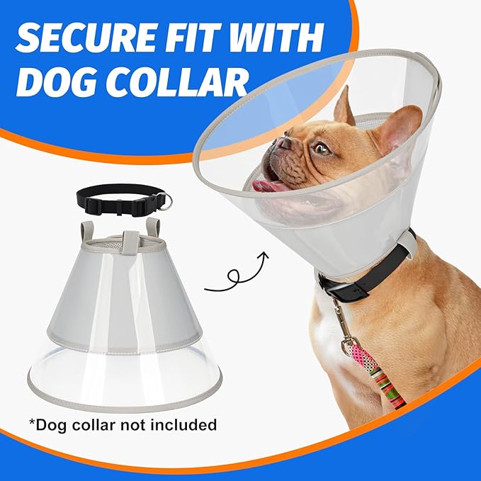 Dog Cone Collar with Soft Liner to Stop Licking, Elizabeth Recovery Collar After Surgery for Large Medium Dogs, Comfortable Pet Head Cone Alternative for Neutering Spay Injury (XS)