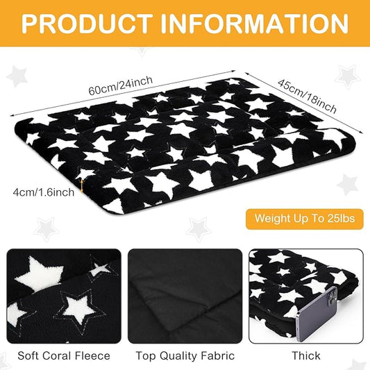 VitalCozy 4 Pcs Winter Dog Crate Pads, Ultra Soft Warm Washable Dog Cat Bed Mat for Pet Crate Comfortable Replaceable Reversible Kennel Pad for Small, Medium, Large Dogs(18 x 24 x 1.6 Inch,Black)