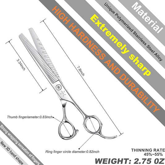 High-end Professional Dog Grooming Thinning Scissors Teeth Cutting Blending Shears Pet Texturizing Shears 7 Inch Extremely Very Sharp Stainless Steel Alloy For Cat Other Animals Groomer