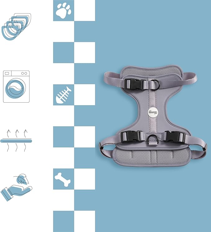 HNS1003N Arlo Large Adjustable Soft Padded No Pull Pet Harness with 3 Buckles and 3 Leash Clips, Martini