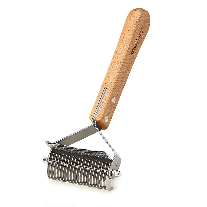 Undercoat Rake Dog Brush Dematting Comb cat shedding tool Dematting Tool Pet Brush Efficiently Detangle and Groom Coats for Large Medium Small Dogs and Cats Comb for Grooming Premium (Square Handle)