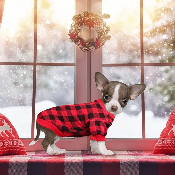 Dog Fleece Sweater for Small Dogs Buffalo Plaid Dog Clothes Soft Thickening Warm Small Dog Sweater Puppy Clothes for Small Dogs Girl & Boy(M)