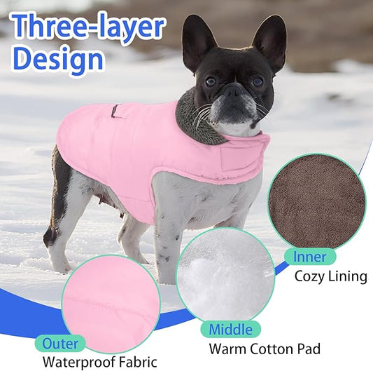 MIGOHI Warm Dog Coat - Winter Dog Jacket, Reflective Windproof Fleece Vest with Leash Hole and Furry Collar, LightPink,3XL