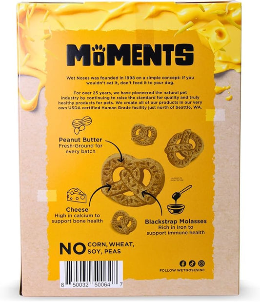 Wet Noses Moments Non-GMO Cheezy Pretzel Crunchy Dog Treats - 14oz | No Corn, Wheat, Soy or Peas, Made with 5 Simple Ingredients
