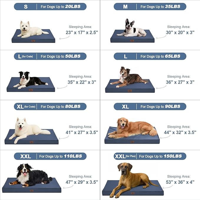Outdoor Waterproof Dog Bed, Orthopedic Dog Bed for Medium Dogs 30x20 Inch, Egg Crate Foam Pet Bed with Washable Removable Oxford Cooling Cover, Navy