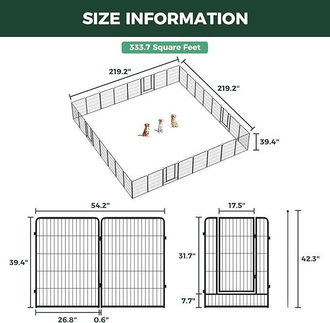 FXW Instant Unleashed Dog Playpen, Portable Pet Fence for Outdoor, RV Trips, and Camping, 40inch, 32 Panels for Medium and Large Dogs│Patented