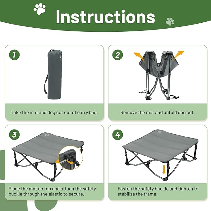 TIMBER RIDGE Large Elevated Dog Bed, 3-in-1 Portable, Folding, and Raised with Removable Pad Mat, Cooling Design for Indoor and Outdoor Use, Grey