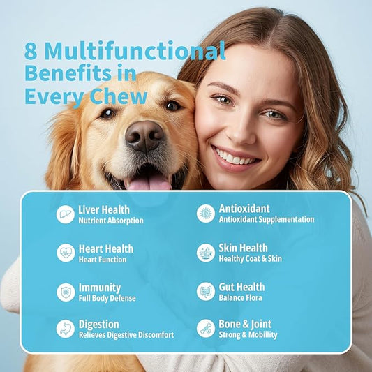Dog Multivitamin Chewable Dog Vitamins and Supplements with MSM & Glucosamine, Omegas 3 for Gut Health Joint Support Skin & Coat Heart Health Digestion Immune System - Chicken Flavored, 90 Ct