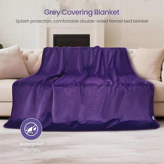 Waterproof Dog Blanket for Couch,Pee Proof Pet Blanket with 3-Layer Protection,Reversible Sherpa & Flannel Furniture Protector for Sofa Bed Car,Gifts for Cat Dog Lovers Christmas,60"x80",Purple