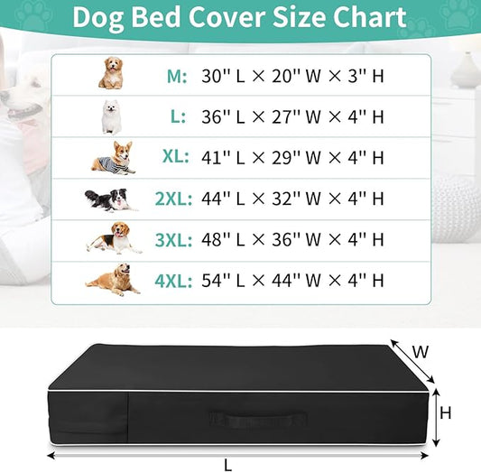 COSHNIBI Dog Bed Covers Replacement Washable,Waterproof Dog Bed Cover with Zip and Carry Handle for Dog/Cat 30''Lx20''Wx3''H-Black