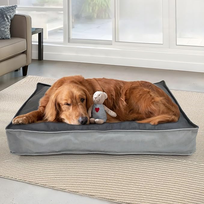 Dog Bed Covers Replacement Washable, Scratch Resistant Soft Faux Leather Dog Bed Cover with Zipper 48" L x 36" W x 4" H, Cover Only