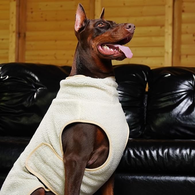 ROZKITCH Reversible Dog Fleece Vest with Harness Hole, Super Warm Fleece Sherpa Sweater with Hook and Loop, Adjustable Double-Sided Plush Sweatshirt for Great Dane DarkBlue 5XL