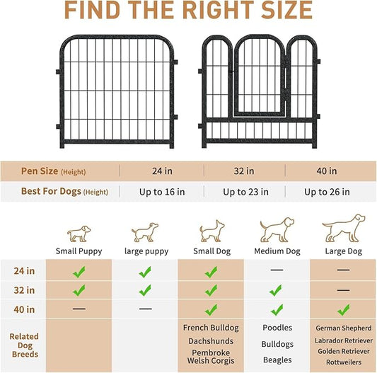 Metal Dog Playpen, 32" Inch Height 32Panels, Ideal Dog Fence for Large/Medium/Small Dogs Indoor & Outdoor Bliss, Perfect Dog Pen for Camping, Yard and RV | Black-Silver